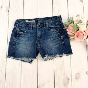 Madewell Dark Blue Frayed Denim Cutoff Shorts